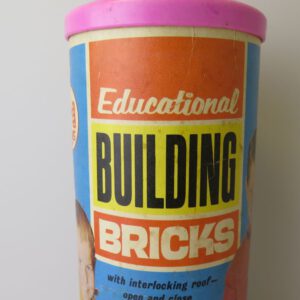 container of plastic toy bricke
