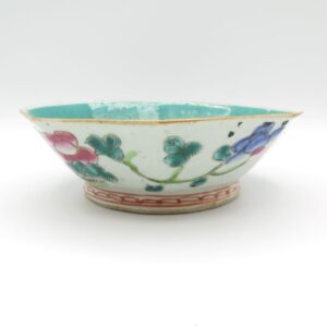 ceramic dish decorated with roosters and flowers
