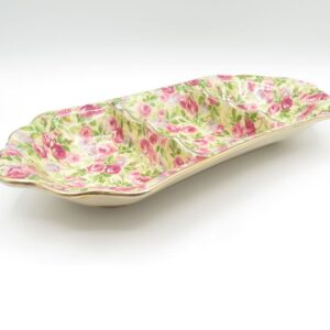 divided dish decorated with roses